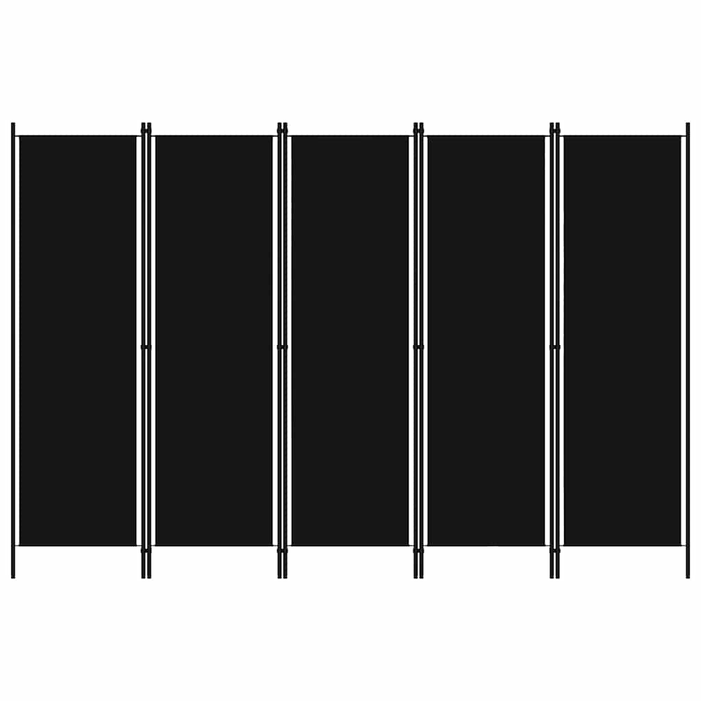 5-tlg. Raumteiler Schwarz 250x180 cm