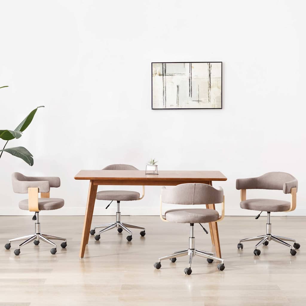 Drehbare Esszimmerstühle 4 Stk. Taupe Bugholz und Stoff