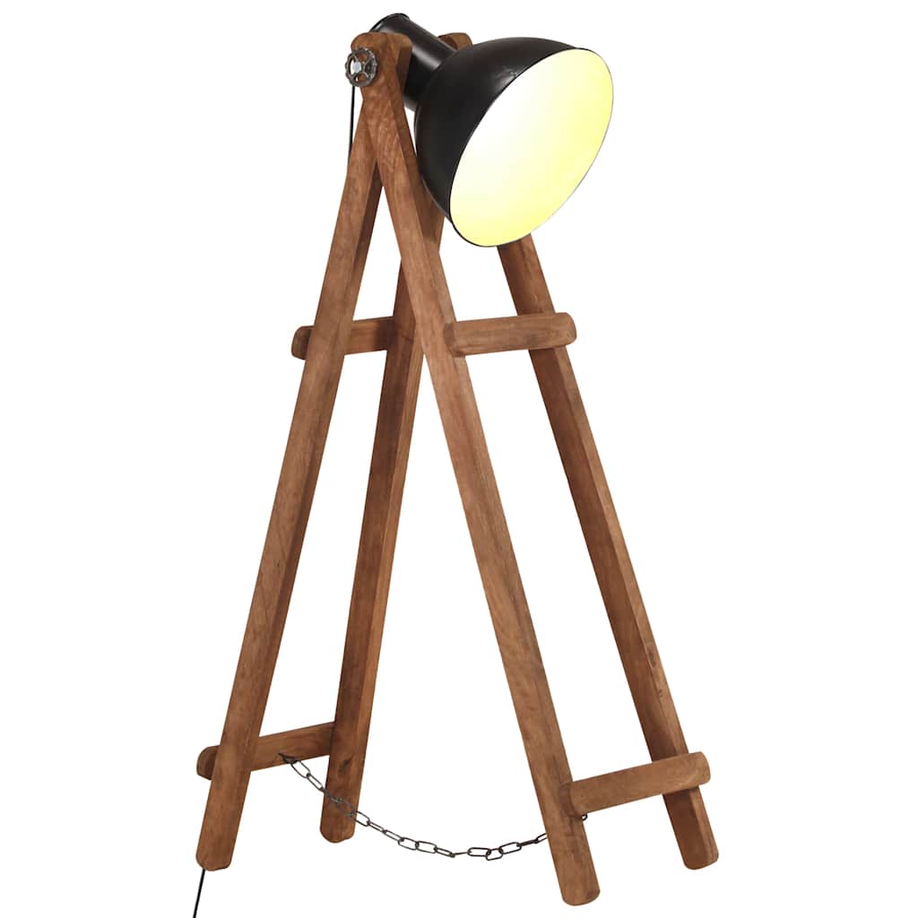 Stehlampe Schwarz Mango Massivholz E27