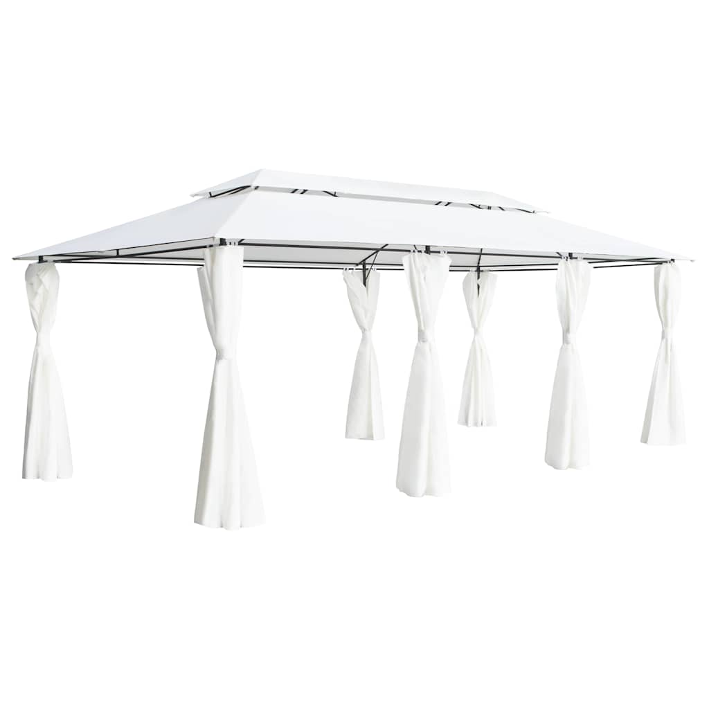Pavillon mit Vorhängen 600x298x270 cm Weiß 180g/m²