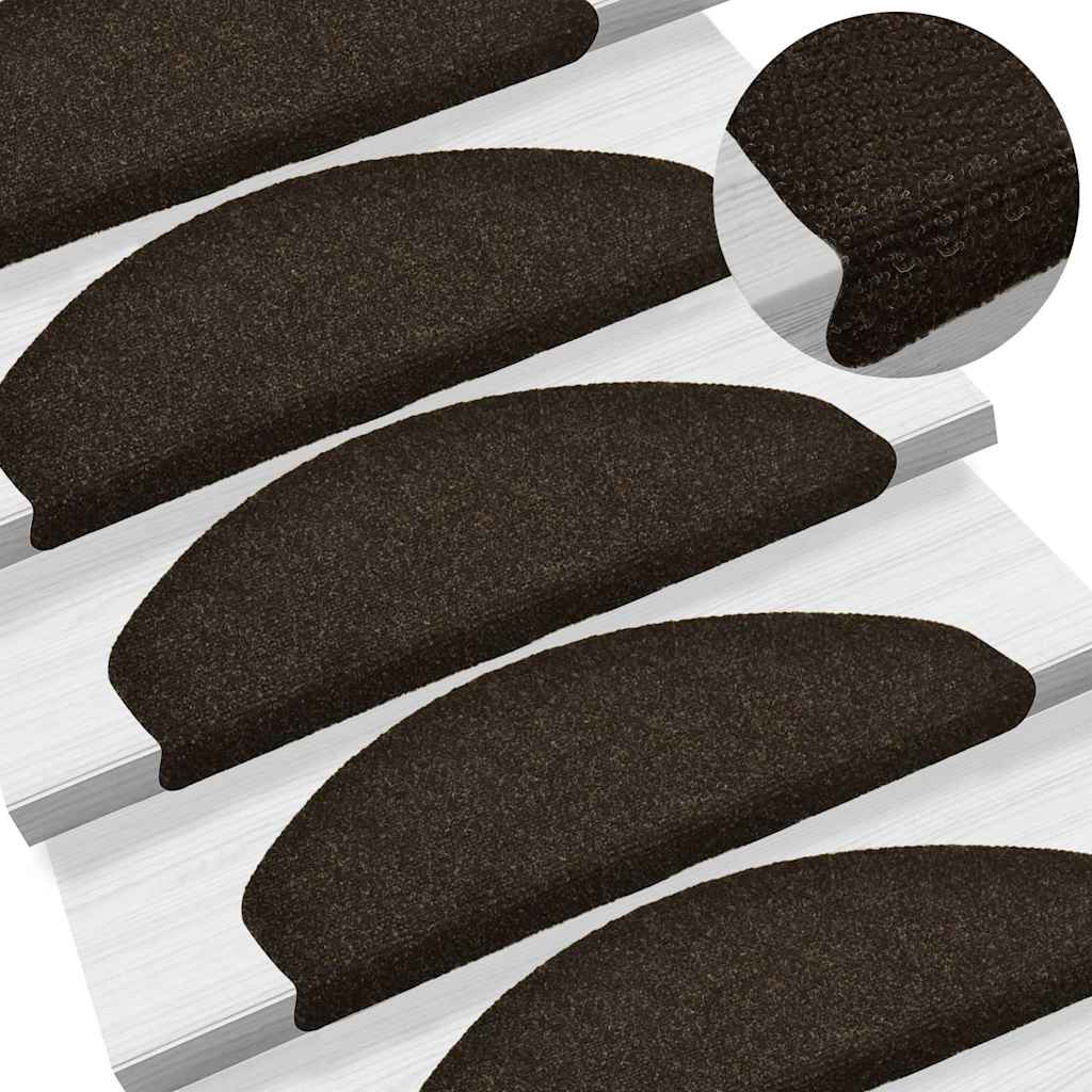 Stufenmatten Selbstklebend 15 Stk. 65x21x4 cm Dunkelbraun Halbrund Groß