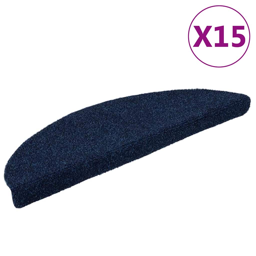 Stufenmatten Selbstklebend 15 Stk. 56x17x3 cm Marineblau Halbrund