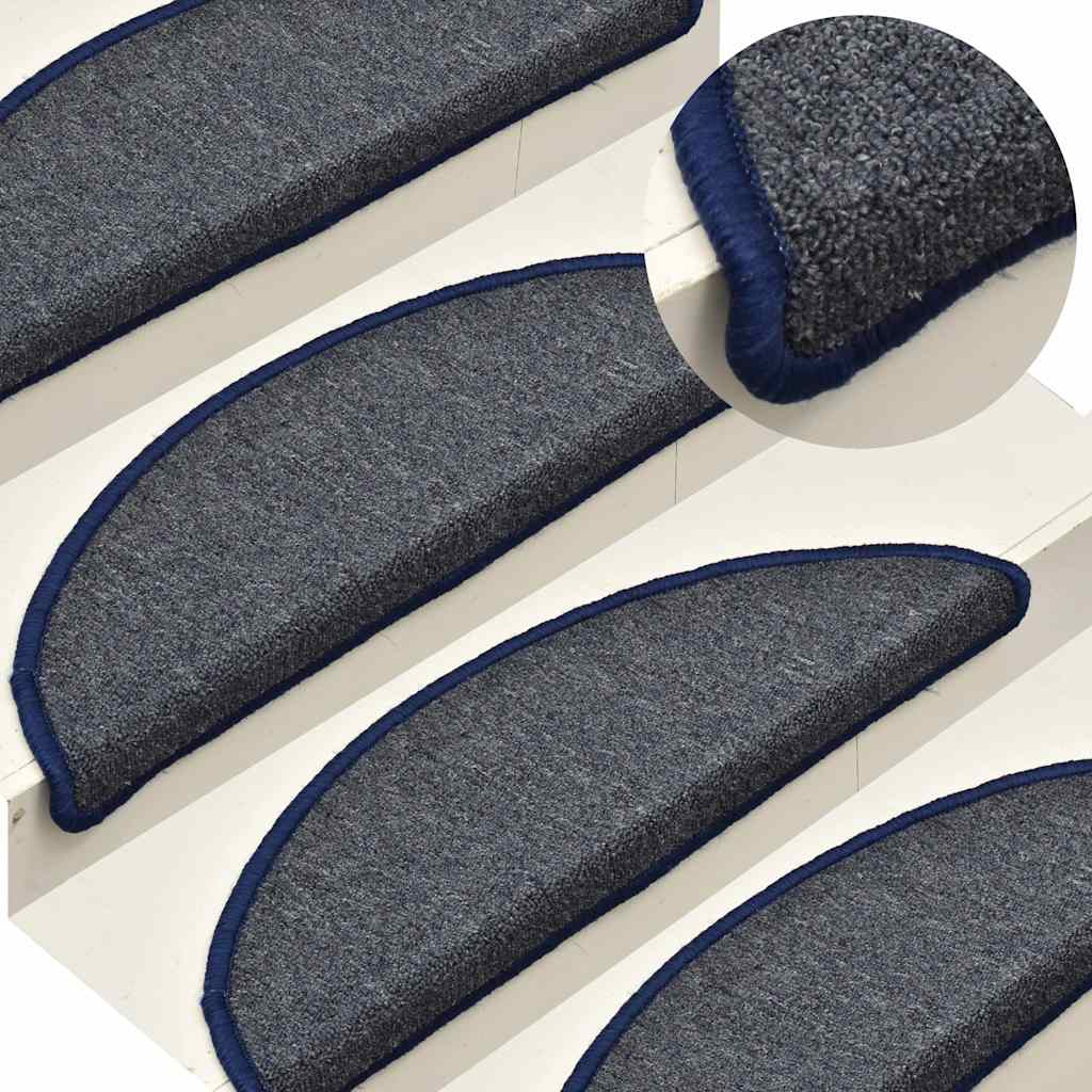 Stufenmatten 15 Stk. 56x17x3 cm Dunkelgrau und Blau Halbrund
