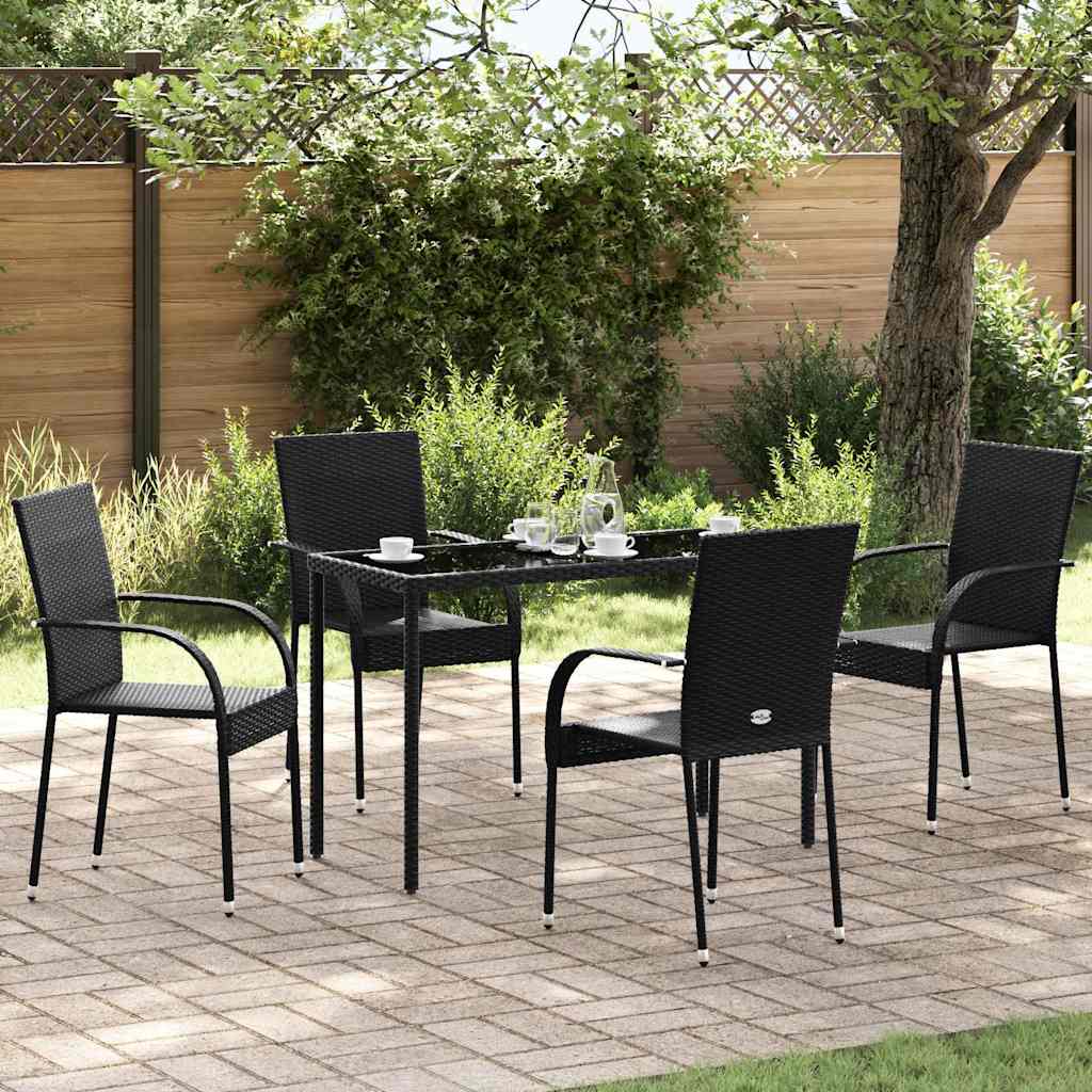 Stapelbare Gartenstühle 4 Stk. Poly Rattan Schwarz