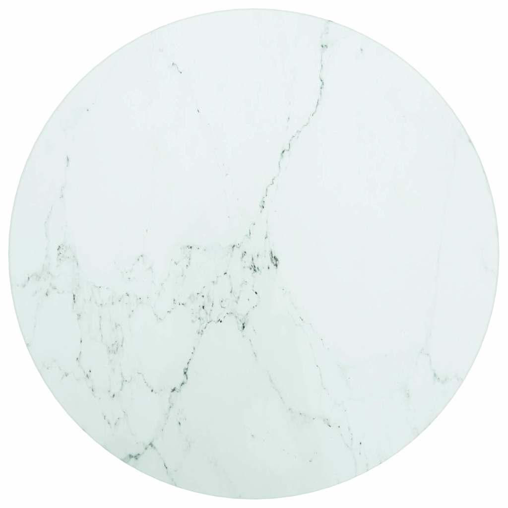 Tischplatte Weiß Ø30x0,8 cm Hartglas in Marmoroptik