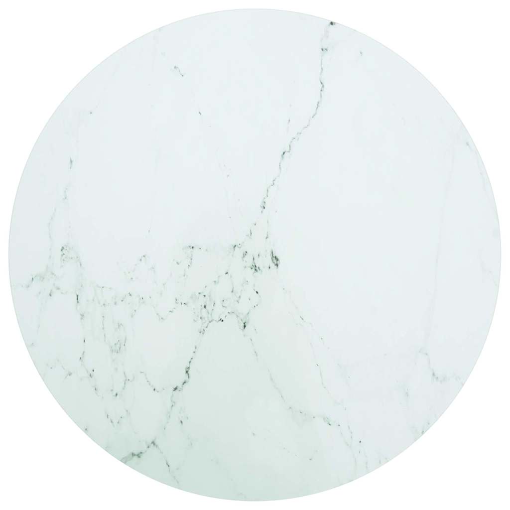 Tischplatte Weiß Ø70x0,8 cm Hartglas in Marmoroptik