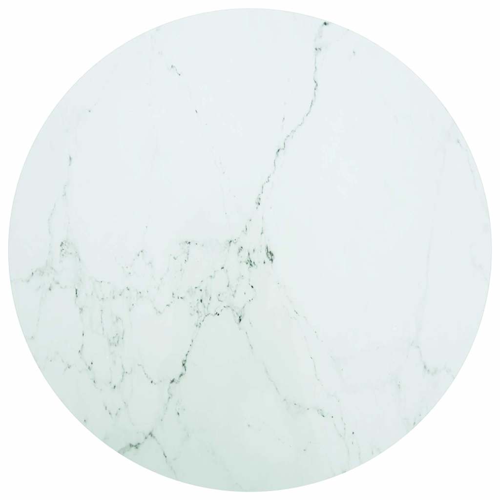 Tischplatte Weiß Ø90x1 cm Hartglas in Marmoroptik