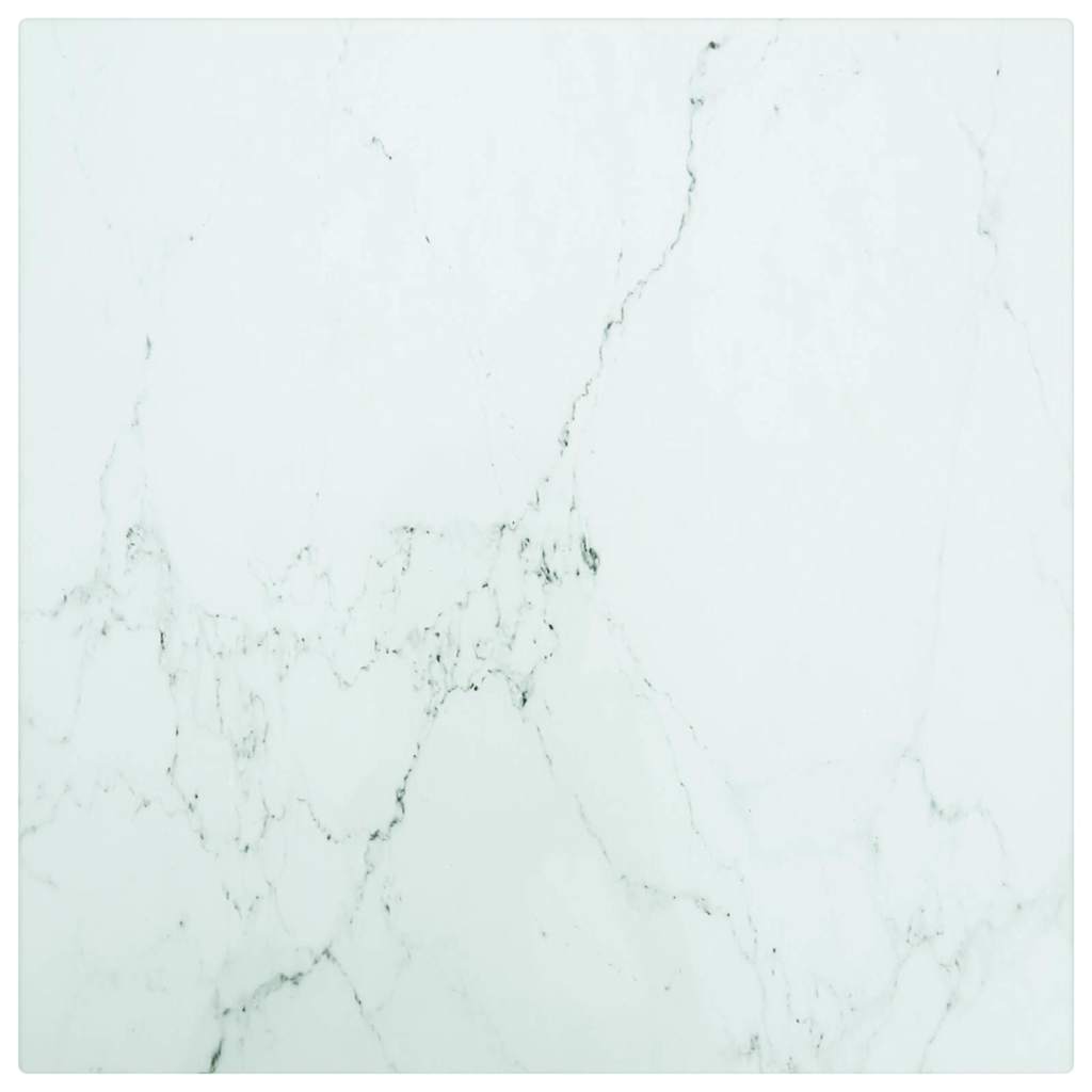 Tischplatte Weiß 30x30 cm 6 mm Hartglas in Marmoroptik