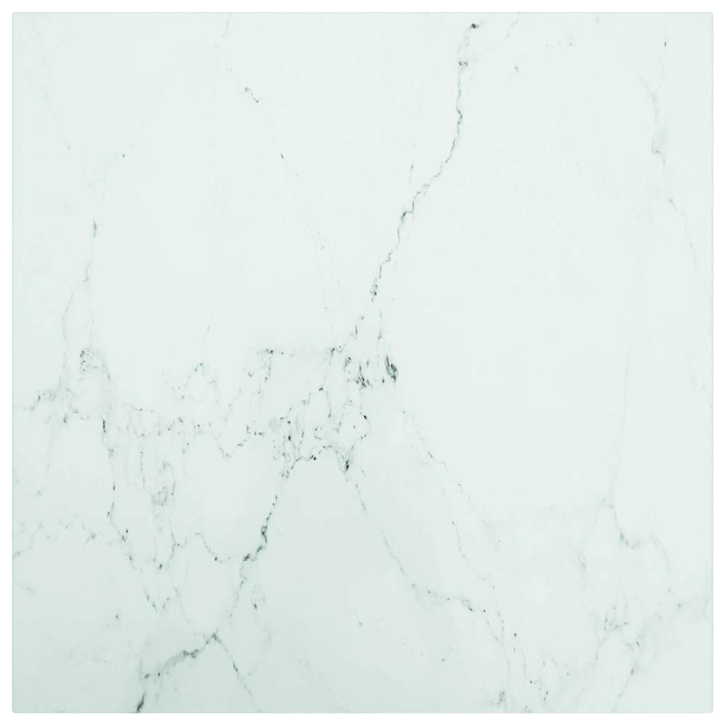 Tischplatte Weiß 50x50 cm 6 mm Hartglas in Marmoroptik