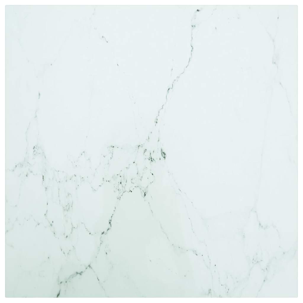 Tischplatte Weiß 60x60 cm 6 mm Hartglas in Marmoroptik