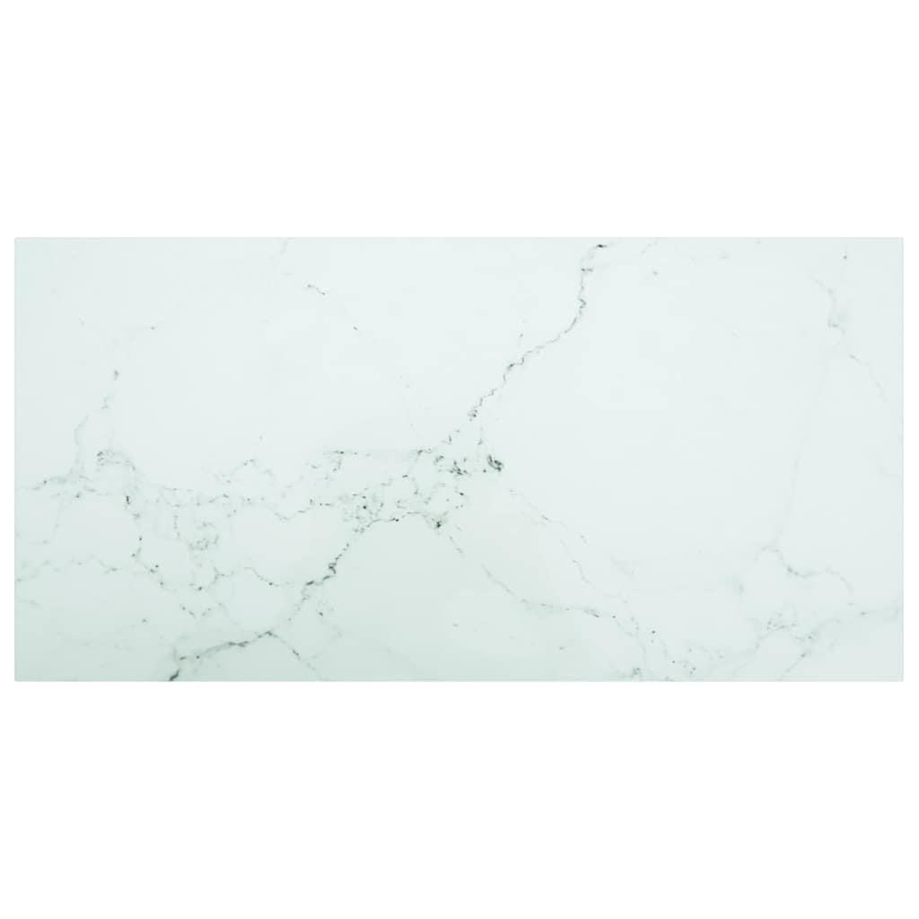 Tischplatte Weiß 100x50 cm 6 mm Hartglas in Marmoroptik