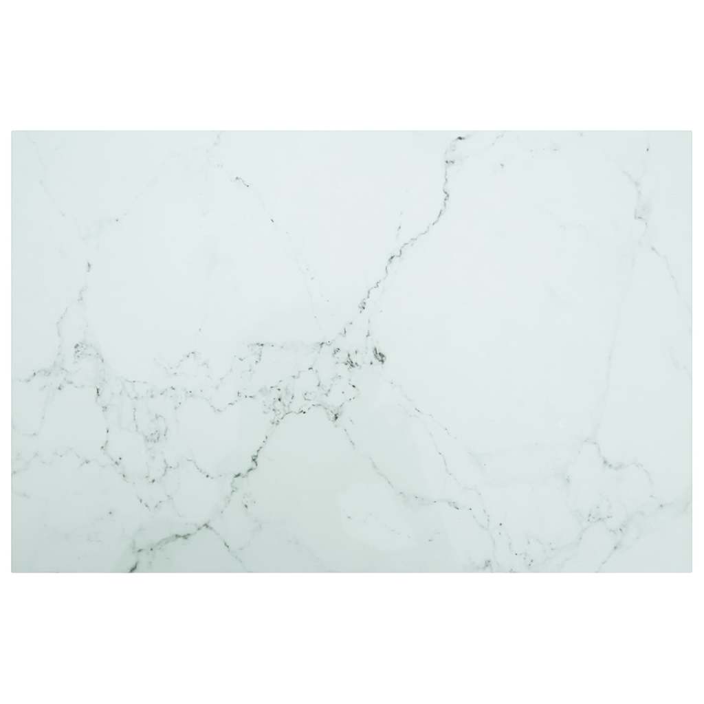 Tischplatte Weiß 100x62 cm 8 mm Hartglas in Marmoroptik