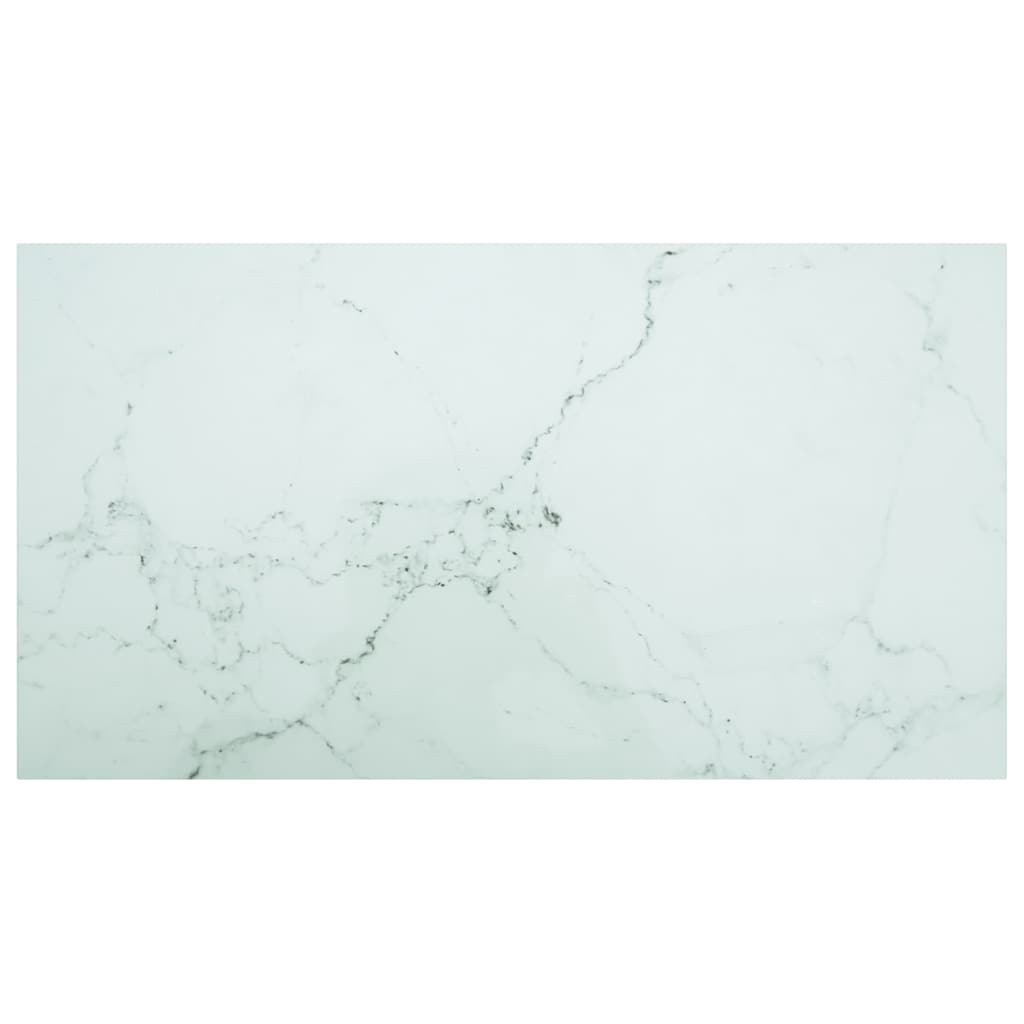 Tischplatte Weiß 120x65 cm 8 mm Hartglas in Marmoroptik