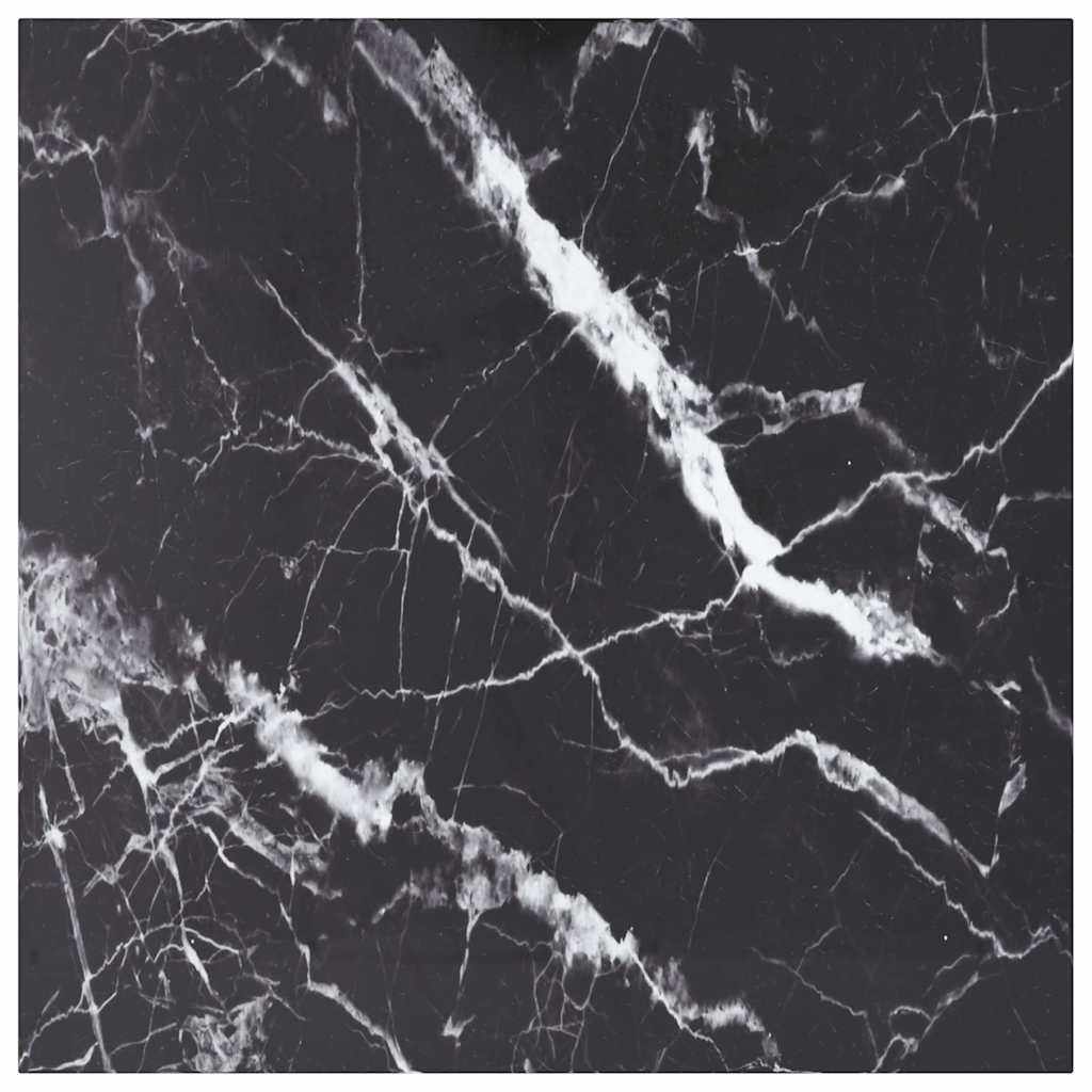 Tischplatte Schwarz 80x80 cm 6 mm Hartglas in Marmoroptik