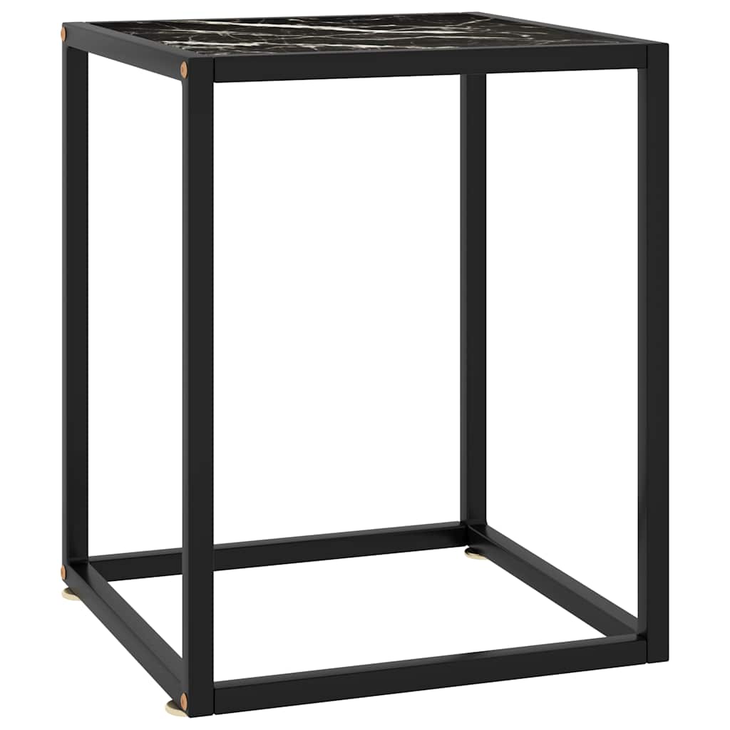 Couchtisch Schwarz mit Schwarzem Glas in Marmor-Optik 40x40x50