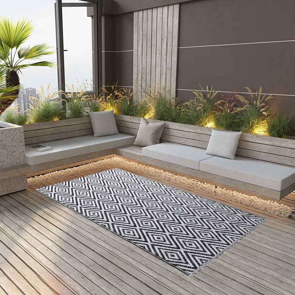 Outdoor-Teppich ARAKIL Weiß und Schwarz 160x230 cm PP