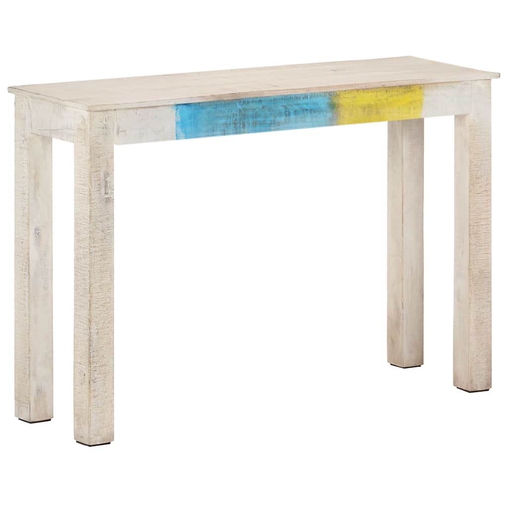 Konsolentisch Weiß 115x35x77 cm Raues Mangoholz