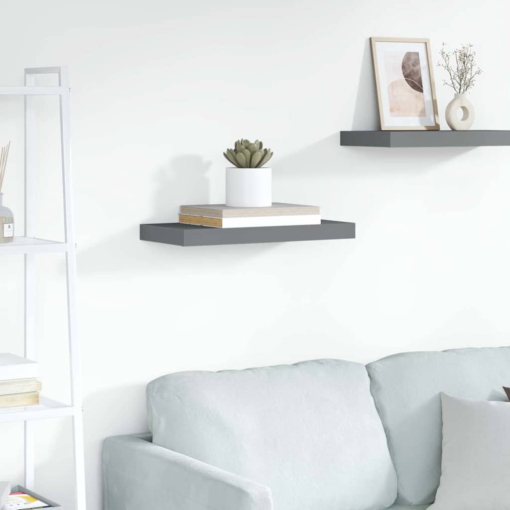Schweberegal Hochglanz-Grau 50x23,5x3,8 cm MDF