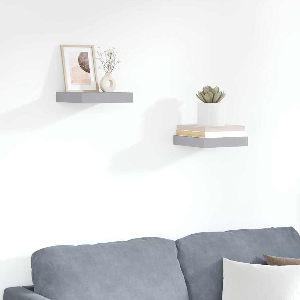 Schweberegale 2 Stk. Grau 23x23,5x3,8 cm MDF
