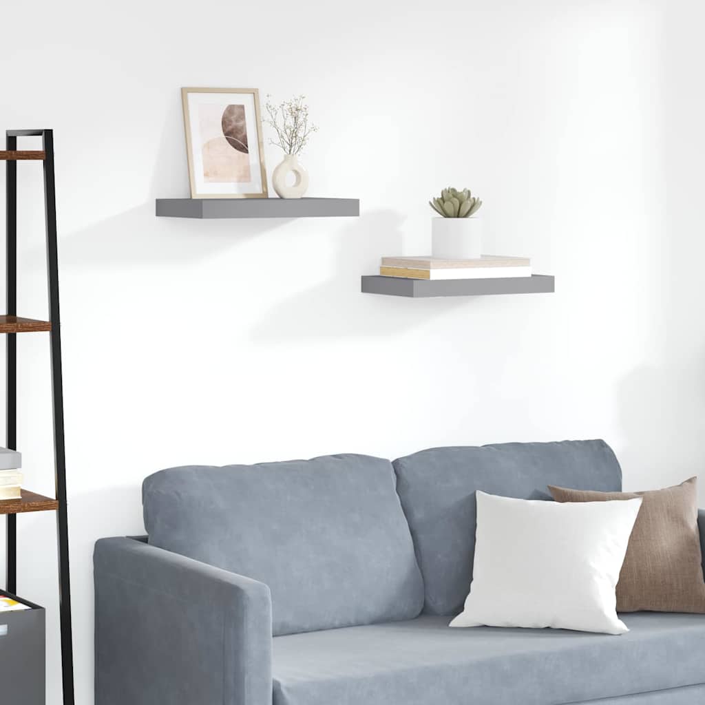 Schwebende Wandregale 2 Stk. Grau 40x23,5x3,8cm MDF