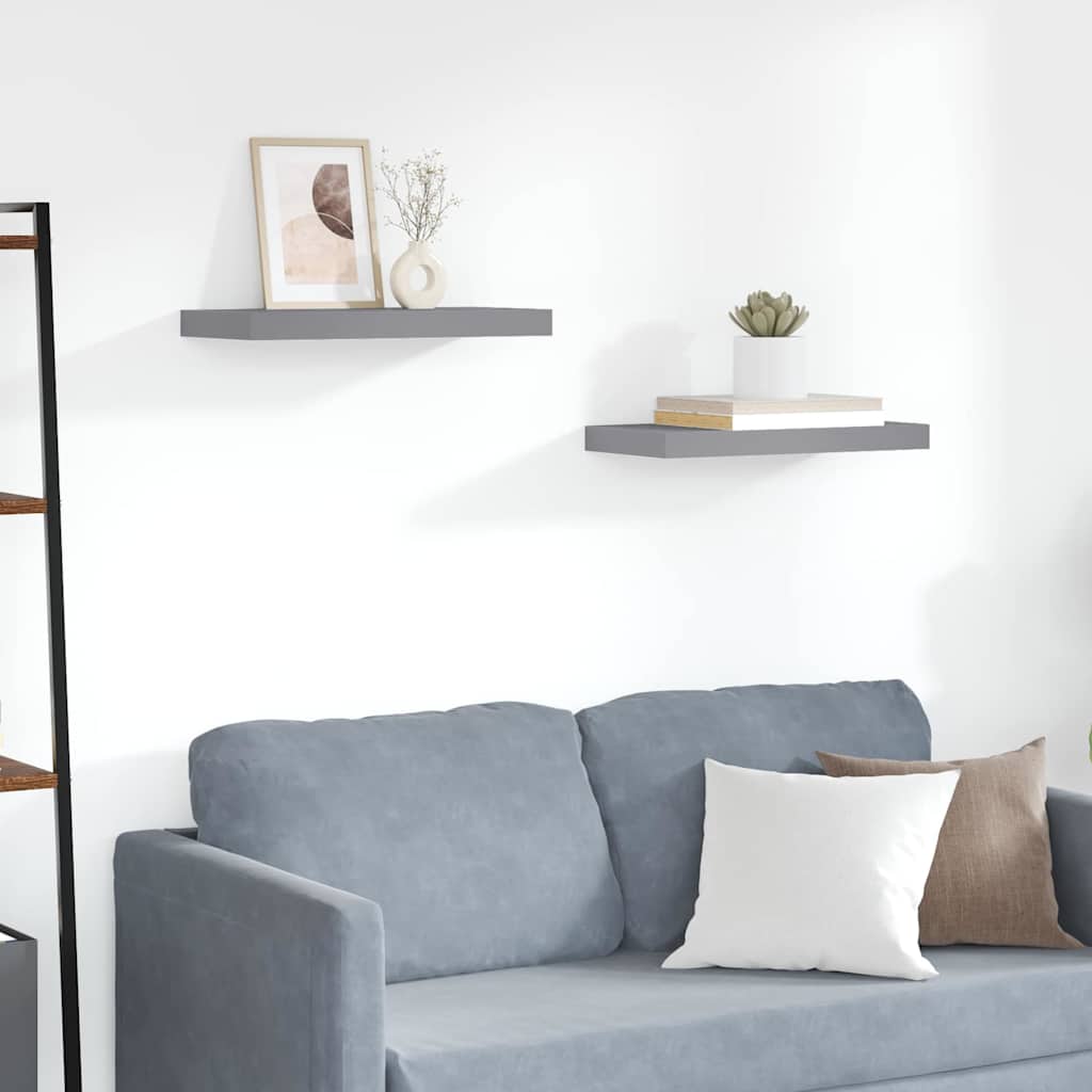 Schweberegale 2 Stk. Grau 50x23,5x3,8 cm MDF