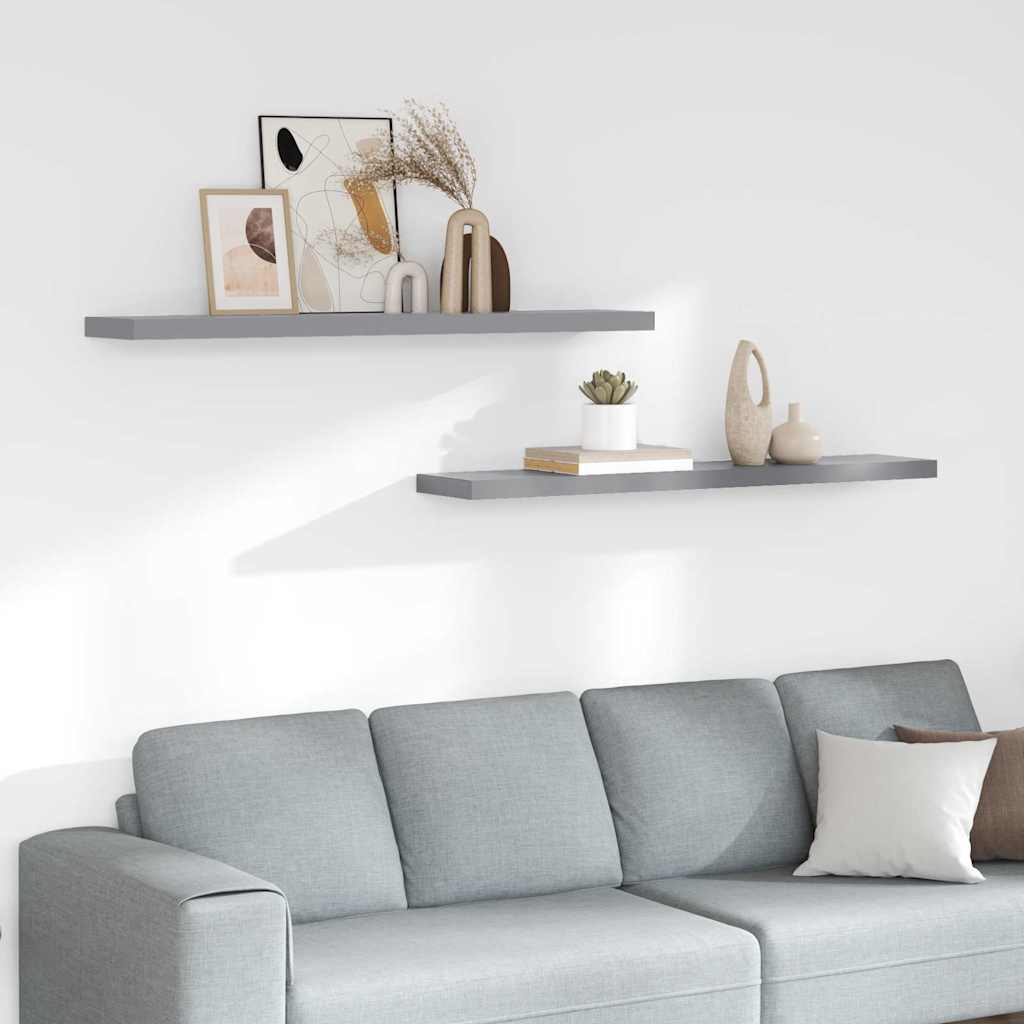 Schwebende Wandregale 2 Stk. Grau 120x23,5x3,8 cm MDF