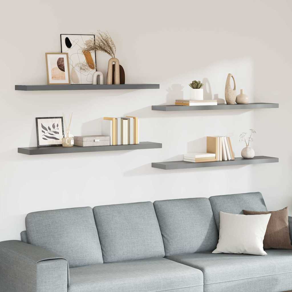 Schwebende Wandregale 4 Stk. Grau 120x23,5x3,8 cm MDF