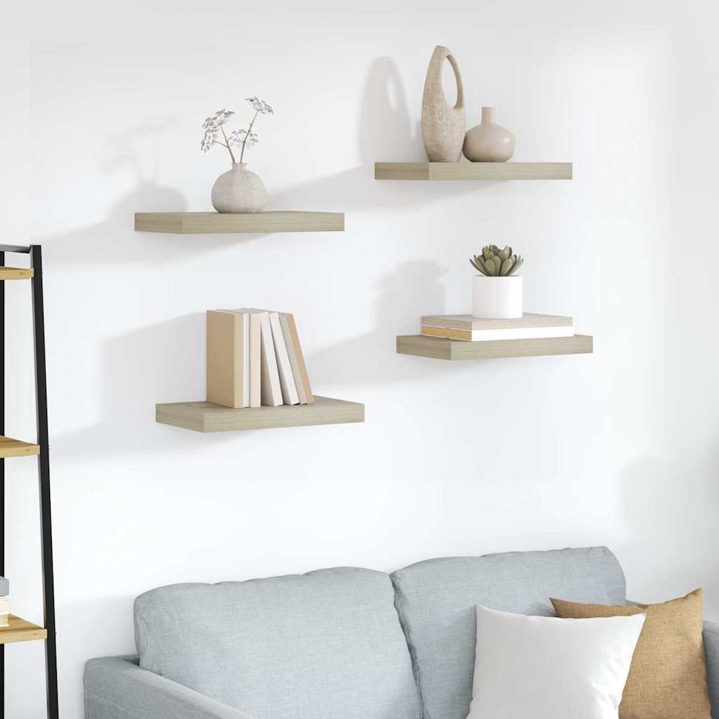 Schwebende Wandregale 4 Stk. Eichefarben 40x23,5x3,8cm MDF