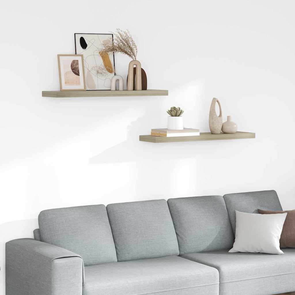 Schweberegale 2 Stk. Eichen-Optik 90x23,5x3,8 cm MDF