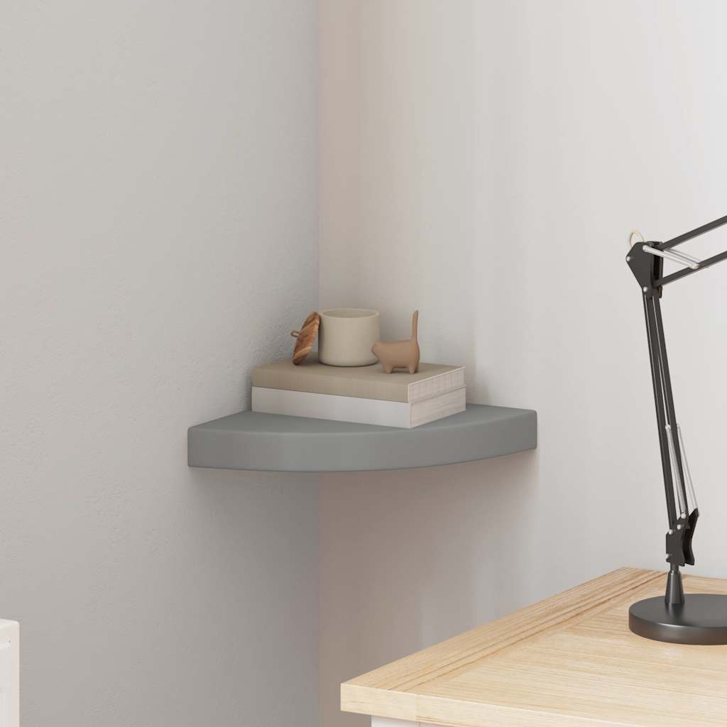 Eck-Schweberegal Grau 25x25x3,8 cm MDF