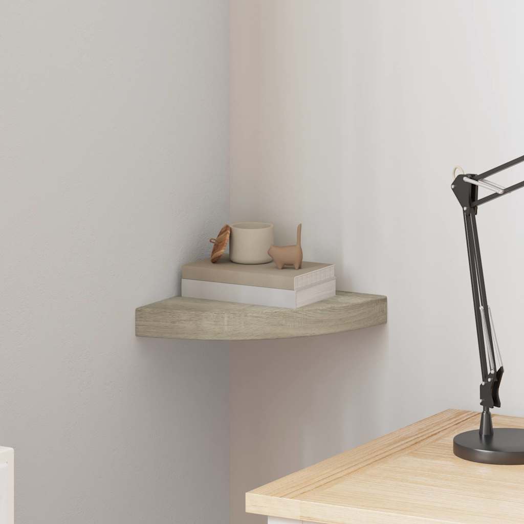 Eck-Schweberegal Eichen-Optik 25x25x3,8 cm MDF