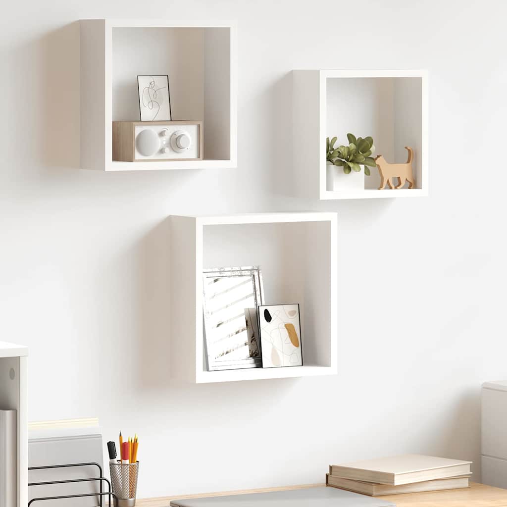 Würfelregale 3 Stk. Weiß MDF