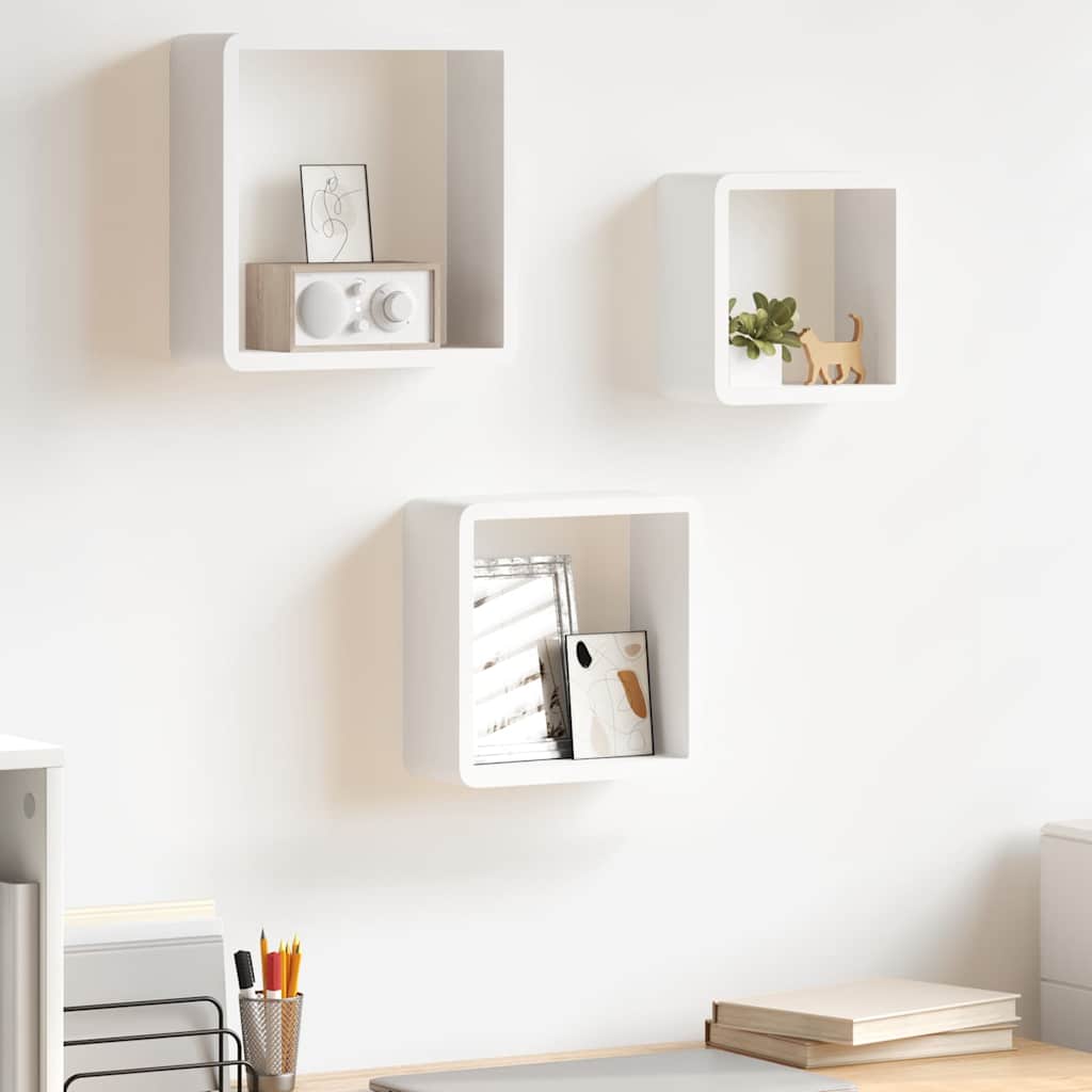 Würfelregale 3 Stk. Weiß MDF