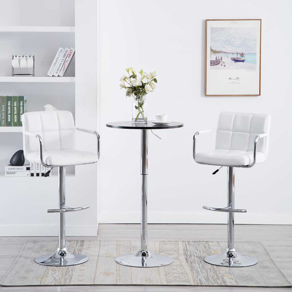 Barhocker 2 Stk. Weiß Kunstleder