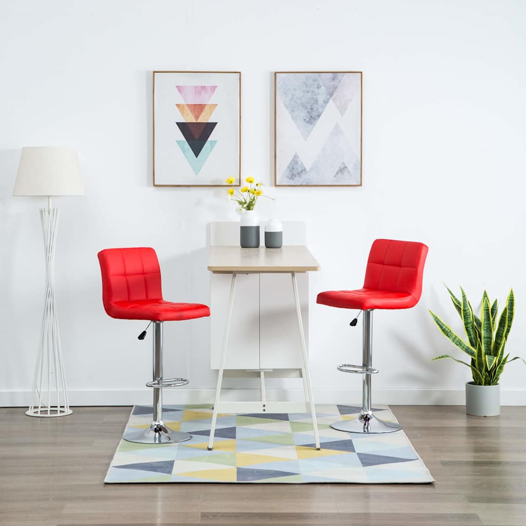 Barhocker 2 Stk. Rot Kunstleder