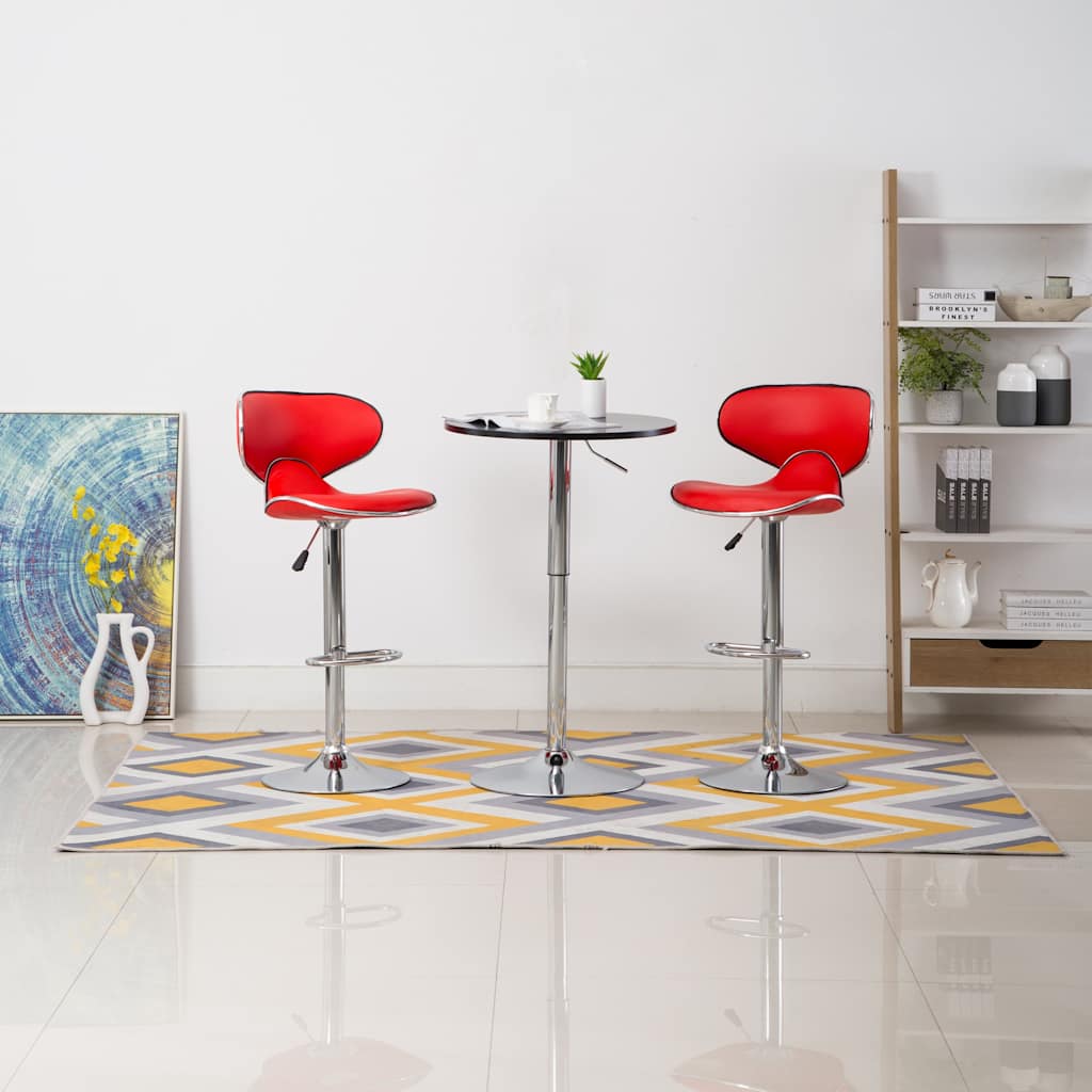 Barhocker 2 Stk. Rot Kunstleder