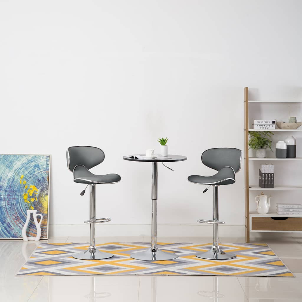 Barhocker 2 Stk. Grau Kunstleder