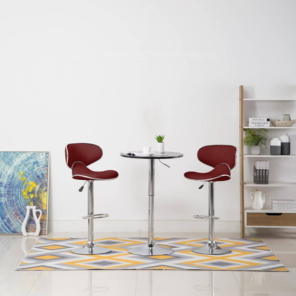 Barhocker 2 Stk. Weinrot Kunstleder