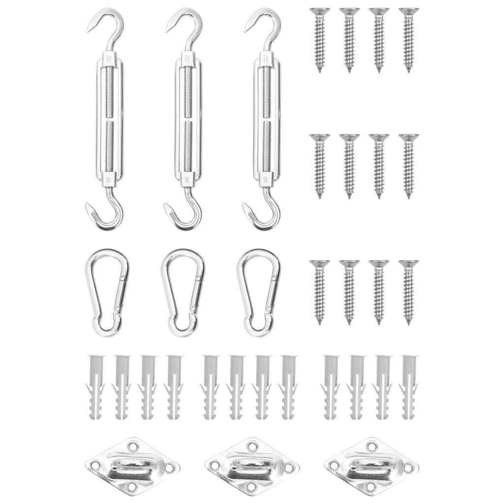 9-tlg. Sonnensegel Zubehör-Set Edelstahl