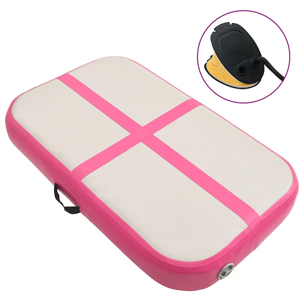 Aufblasbare Gymnastikmatte mit Pumpe 60x100x10 cm PVC Rosa