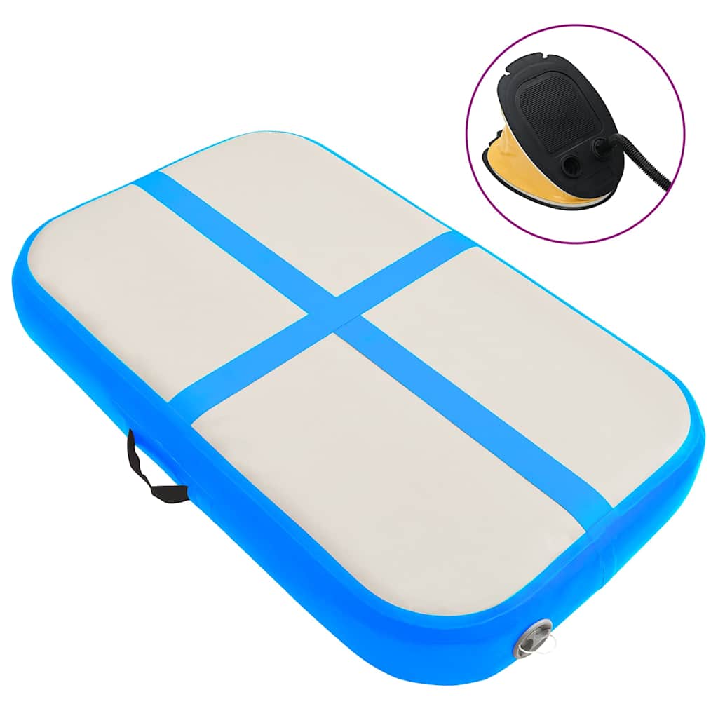Aufblasbare Gymnastikmatte mit Pumpe 60x100x20 cm PVC Blau