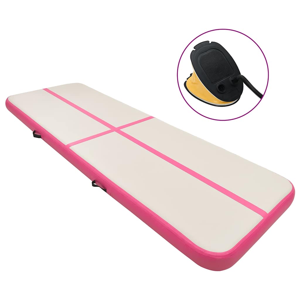 Aufblasbare Gymnastikmatte mit Pumpe 300x100x15 cm PVC Rosa