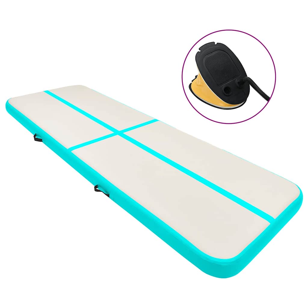 Aufblasbare Gymnastikmatte mit Pumpe 400x100x15 cm PVC Grün