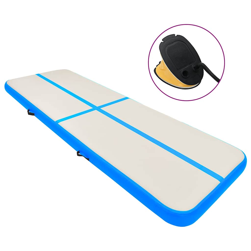 Aufblasbare Gymnastikmatte mit Pumpe 300x100x20 cm PVC Blau
