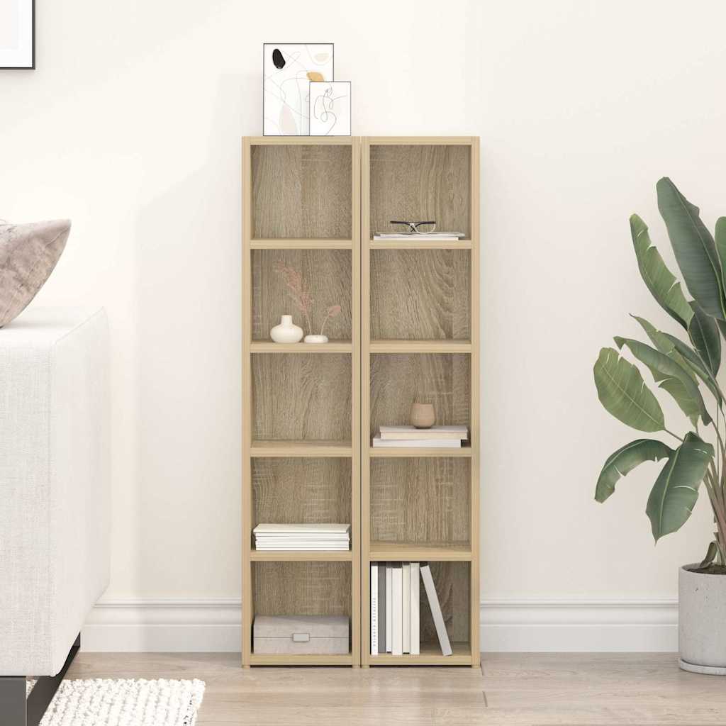 CD-Regale 2 Stk. Sonoma-Eiche 21x16x93,5 cm Holzwerkstoff