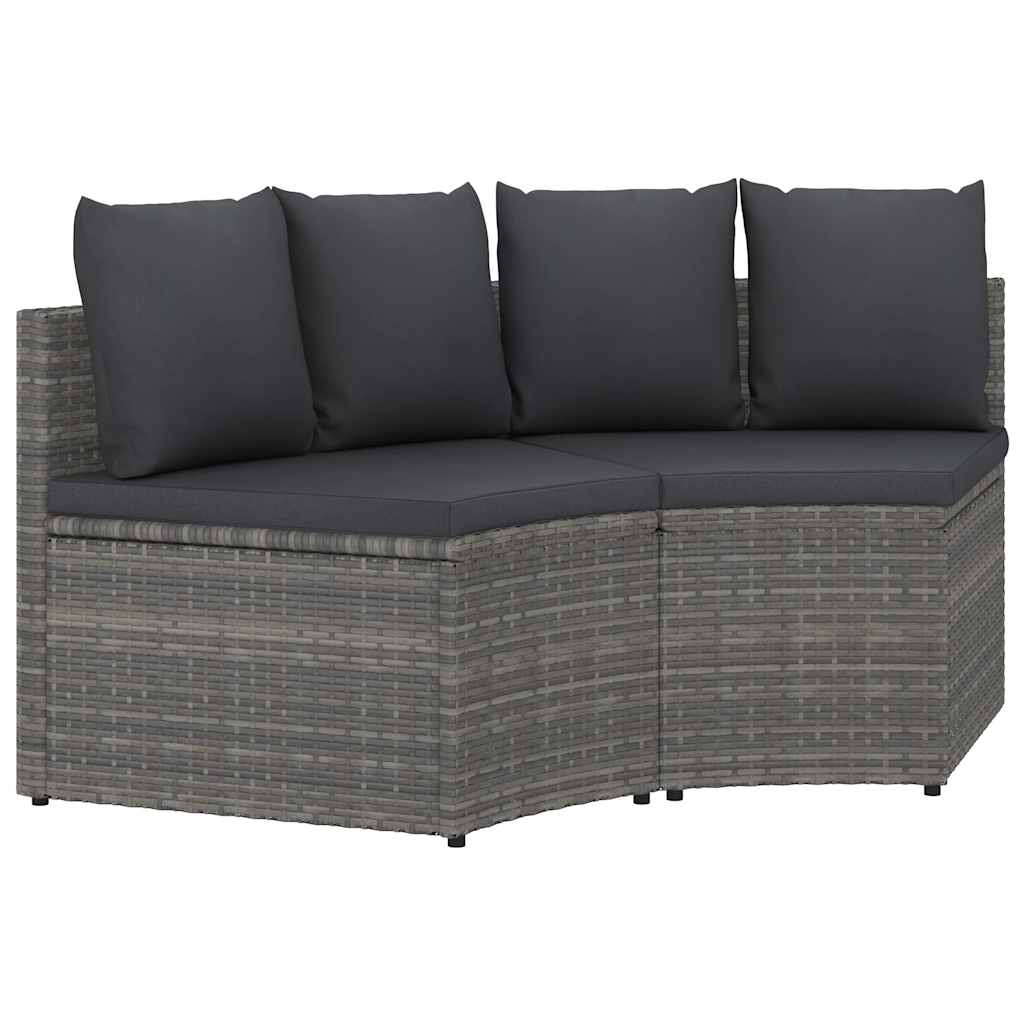 2-tlg. Garten-Sofagarnitur mit Auflagen Poly Rattan Grau