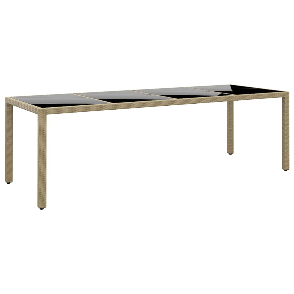 Gartentisch mit Glasplatte Beige Poly Rattan