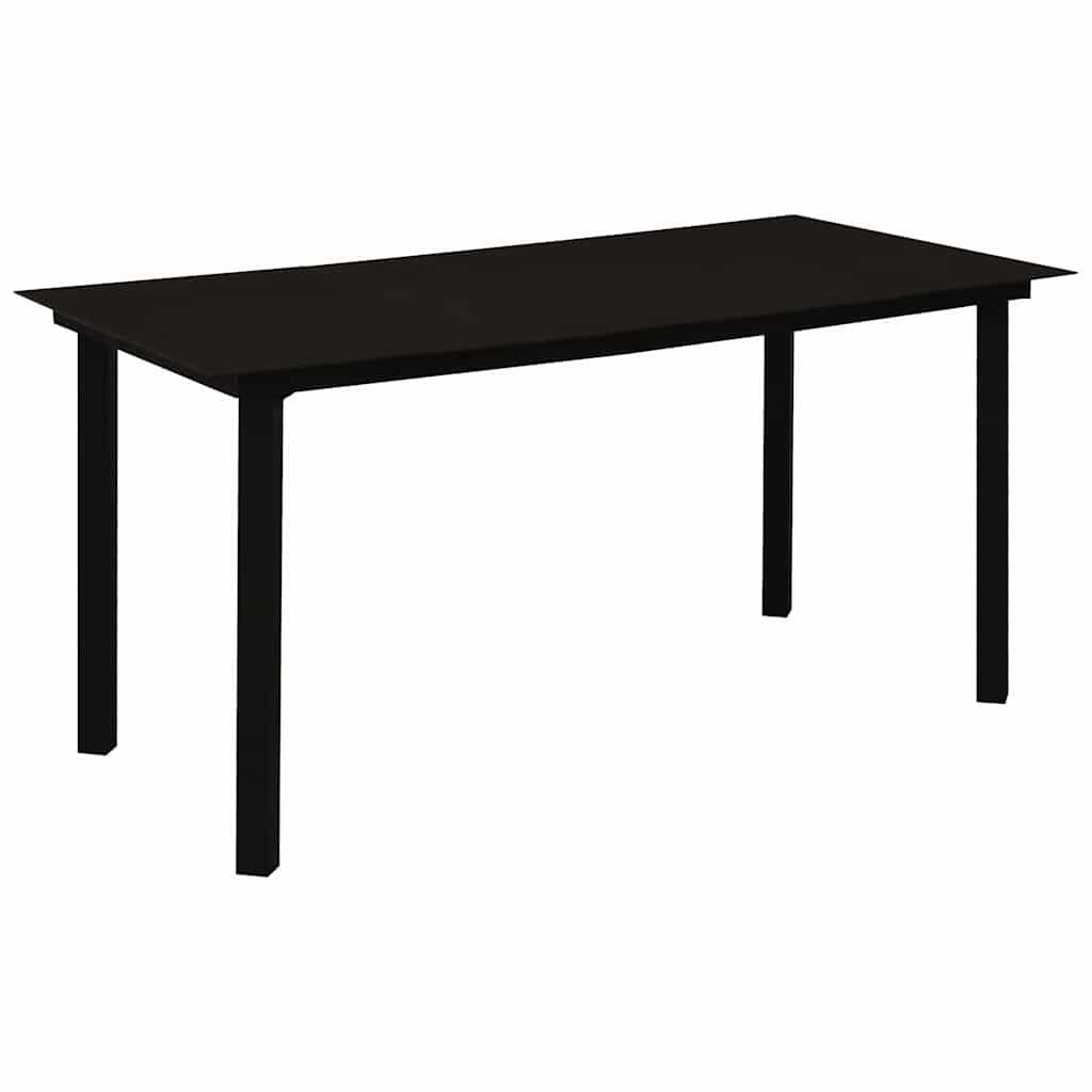 Garten-Esstisch Schwarz 150x80x74 cm Stahl und Glas