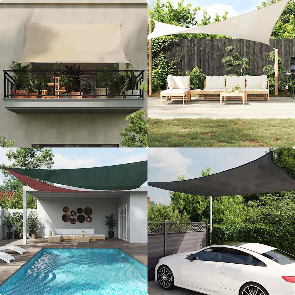 Sonnensegel 160 g/m² Rechteckig Schwarz 6x8 m HDPE