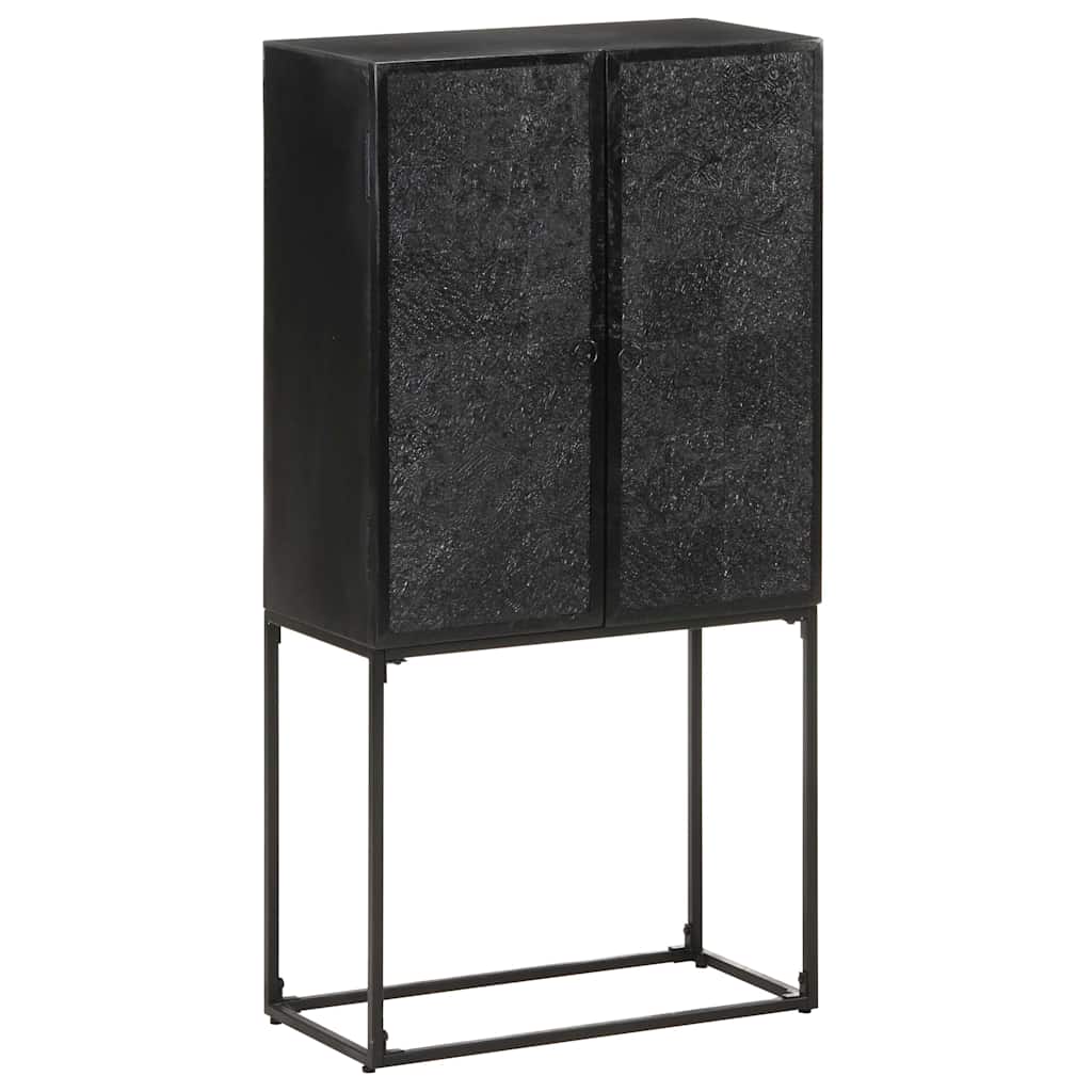 Sideboard Schwarz 60x30x120 cm Massivholz Akazie und Mango